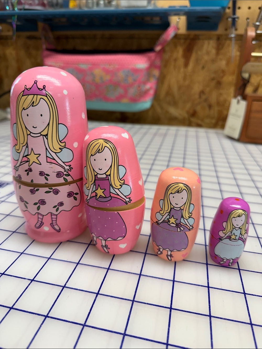 Nesting Dolls Russian Matryoshka Wood Stacking Nested Set pink fairy